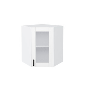 Шкаф верхний угловой остекленный Лофт, цвет: Super White