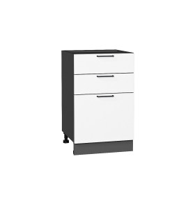 Шкаф нижний с 3-мя ящиками Флэт, цвет: White In 2S