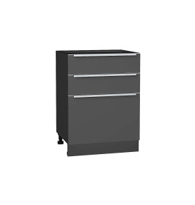 Шкаф нижний с 3-мя ящиками Фьюжн, цвет: Stormy Silk