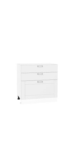 Шкаф нижний с 3-мя ящиками Лофт, цвет: White Silk | ПЭТ, White Silk