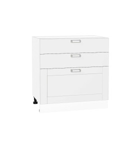 Шкаф нижний с 3-мя ящиками Лофт, цвет: White Silk