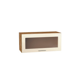 Шкаф верхний горизонтальный остекленный Валерия-М, цвет: Бежевый металлик