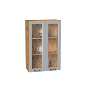 Шкаф верхний с 2-мя остекленными дверцами Ницца, цвет: Графит