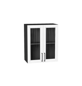 Шкаф верхний с 2-мя остекленными дверцами Сканди, цвет: White Silkwood