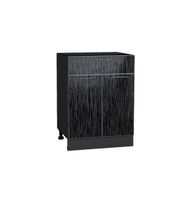Шкаф нижний с 2-мя дверцами и ящиком Валерия-М, цвет: Черный металлик дождь