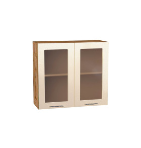 Шкаф верхний с 2-мя остекленными дверцами Валерия-М, цвет: Бежевый металлик