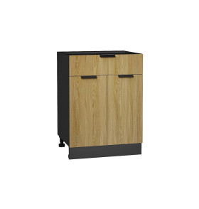 Шкаф нижний с 2-мя дверцами и ящиком Евро, цвет: Дуб песочный