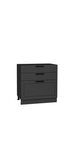 Шкаф нижний с 3-мя ящиками Глетчер, цвет: Маренго Силк | Пленка ПВХ «Soft Touch»., Маренго Силк