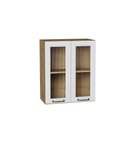 Шкаф верхний с 2-мя остекленными дверцами Ницца, цвет: Blanco