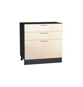 Шкаф нижний с 3-мя ящиками Валерия-М, цвет: Бежевый металлик