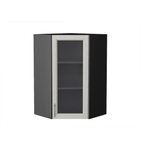 Шкаф верхний угловой остекленный Сканди, цвет: Cappuccino Softwood