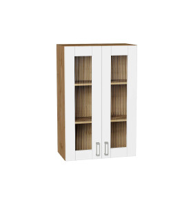 Шкаф верхний с 2-мя остекленными дверцами Лофт, цвет: White Silk