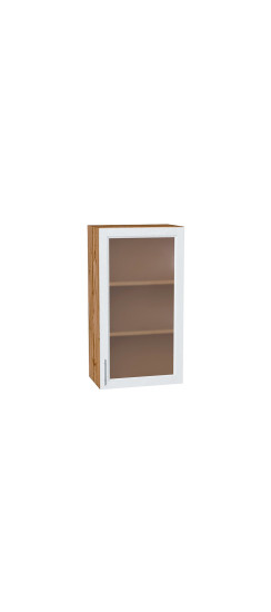 Шкаф верхний с 1-ой остекленной дверцей Сканди, цвет: White Softwood | Эко Шпон с уникальным покрытием «Soft-touch» и защитным лаком (Япония)., White Softwood