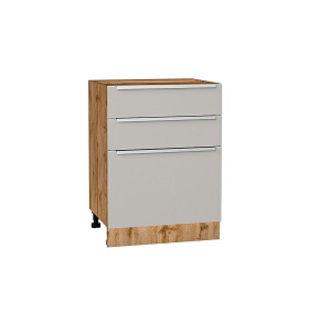 Шкаф нижний с 3-мя ящиками Фьюжн, цвет: Silky Light Grey