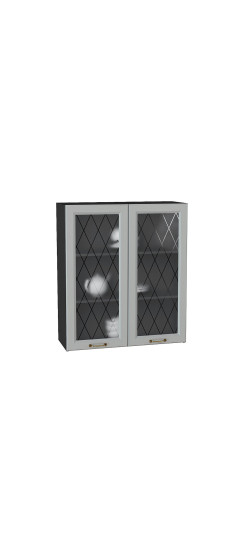 Шкаф верхний с 2-мя остекленными дверцами Ницца, цвет: Графит | Пленка ПВХ., Графит