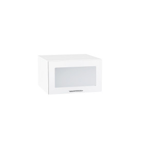 Шкаф верхний горизонтальный остекленный глубокий Валерия-М, цвет: Белый глянец