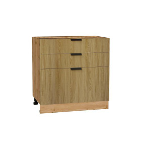 Шкаф нижний с 3-мя ящиками Евро, цвет: Дуб песочный