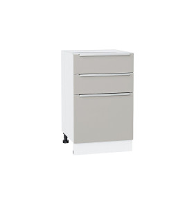 Шкаф нижний с 3-мя ящиками Фьюжн, цвет: Silky Light Grey