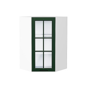 Шкаф верхний угловой остекленный Дублин, цвет: Special Green