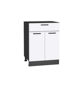 Шкаф нижний с 2-мя дверцами и ящиком Фрейм, цвет: White Silk