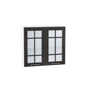 Шкаф верхний с 2-мя остекленными дверцами Прага, цвет: Венге премиум