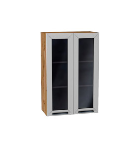 Шкаф верхний с 2-мя остекленными дверцами Глетчер, цвет: Гейнсборо Силк