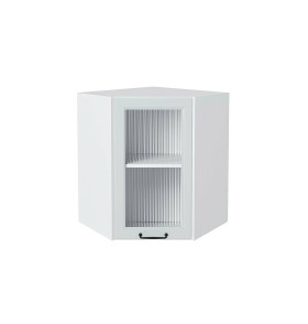 Шкаф верхний угловой остекленный Ницца, цвет: Blanco