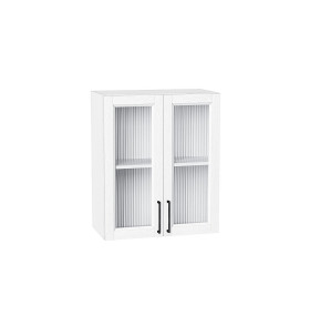 Шкаф верхний с 2-мя остекленными дверцами Сканди, цвет: White Silkwood
