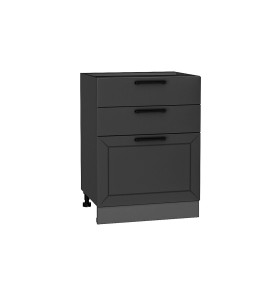 Шкаф нижний с 3-мя ящиками Глетчер, цвет: Маренго Силк