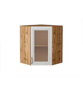 Шкаф верхний угловой остекленный Шале, цвет: White Dreamline