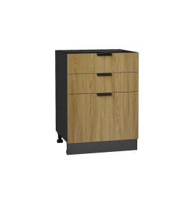 Шкаф нижний с 3-мя ящиками Евро, цвет: Дуб песочный