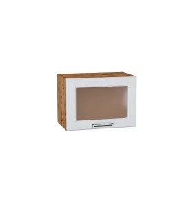 Шкаф верхний горизонтальный остекленный Прага, цвет: Белое дерево