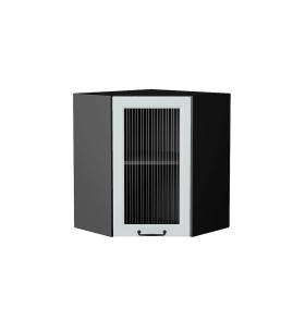 Шкаф верхний угловой остекленный Ницца, цвет: Blanco