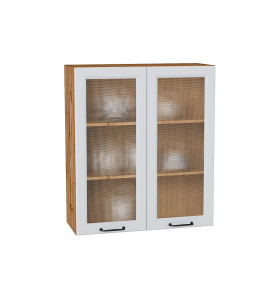 Шкаф верхний с 2-мя остекленными дверцами Ницца, цвет: Blanco