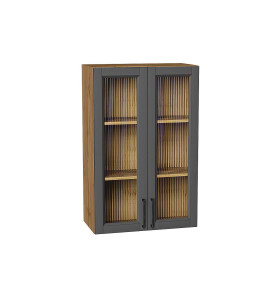 Шкаф верхний с 2-мя остекленными дверцами Сканди, цвет: Stormy Silkwood