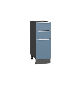 Шкаф нижний с 3-мя ящиками Фьюжн, цвет: Silky Blue