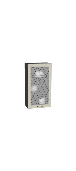 Шкаф верхний с 1-ой остекленной дверцей Ницца, цвет: Агат | Пленка ПВХ., Агат