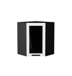 Шкаф верхний угловой остекленный Глетчер, цвет: Айленд Силк