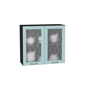 Шкаф верхний с 2-мя остекленными дверцами Ницца, цвет: Голубой