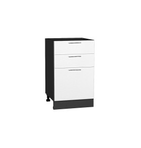 Шкаф нижний с 3-мя ящиками Валерия-М, цвет: Белый металлик