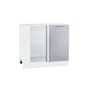 Шкаф нижний угловой Валерия-М, цвет: Серый металлик дождь светлый