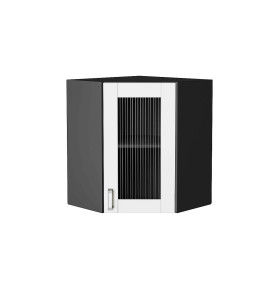 Шкаф верхний угловой остекленный Лофт, цвет: White Silk