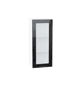 Шкаф верхний с 1-ой остекленной дверцей Валерия-М, цвет: Черный металлик дождь