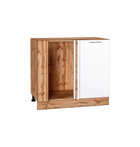 Шкаф нижний угловой Валерия-М, цвет: Белый металлик