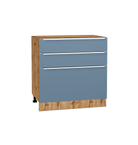 Шкаф нижний с 3-мя ящиками Фьюжн, цвет: Silky Blue
