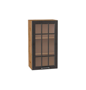 Шкаф верхний с 1-ой остекленной дверцей Прага, цвет: Венге премиум