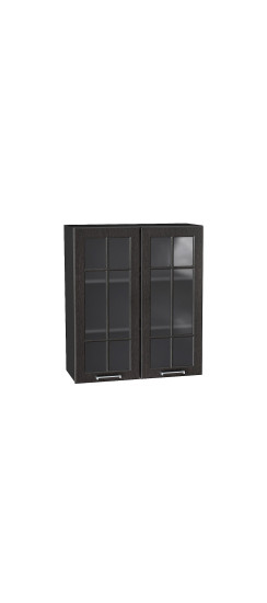 Шкаф верхний с 2-мя остекленными дверцами Прага, цвет: Венге премиум | Пленка ПВХ., Венге премиум