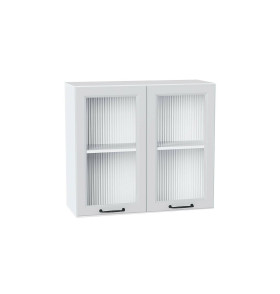 Шкаф верхний с 2-мя остекленными дверцами Ницца, цвет: Blanco