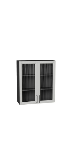 Шкаф верхний с 2-мя остекленными дверцами Сканди, цвет: Grey Silkwood | ПЭТ, Grey Silkwood