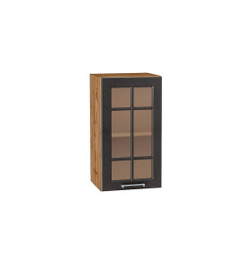 Шкаф верхний с 1-ой остекленной дверцей Прага, цвет: Венге премиум